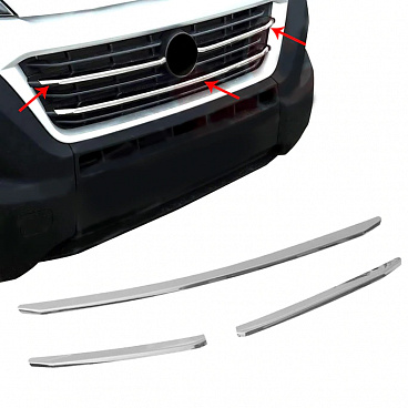 Nerez kryt přední masky Omtec 3 ks Fiat Ducato 2014+ Nerez kryt přední masky Omtec 3 ks Fiat Ducato 2014+