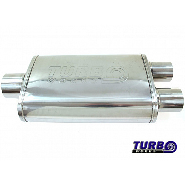 Střední výfukový mezitlumič Turbowork s rozdvojením pro výfukovou klapku 57 mm Střední výfukový mezitlumič Turbowork s rozdvojením pro výfukovou klapku 57 mm