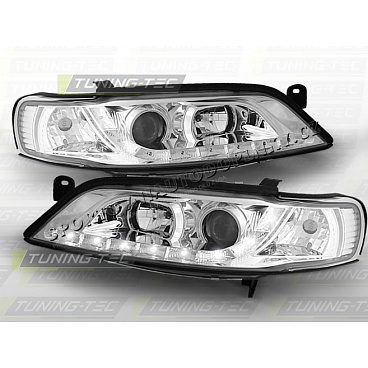 OPEL VECTRA B 1995-98 PŘEDNÍ ČÍRÁ SVĚTLA DAYLIGHT LED CHROME OPEL VECTRA B 1995-98 PŘEDNÍ ČÍRÁ SVĚTLA DAYLIGHT LED CHROME