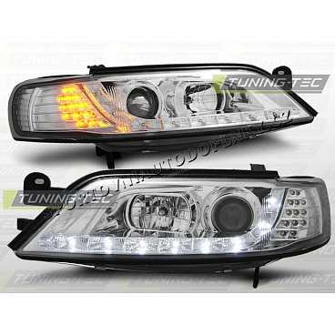 OPEL VECTRA B 1996-98 PŘEDNÍ ČÍRÁ SVĚTLA DAYLIGHT LED CHROME LED INDICATOR