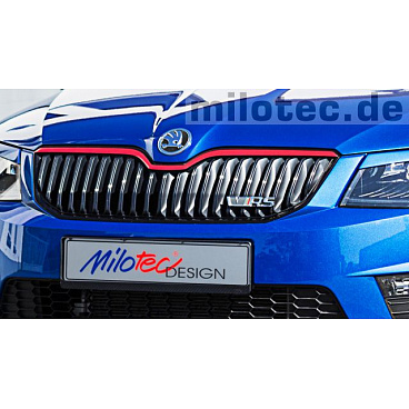 Racing lišta na přední masku - červená - Škoda Octavia III. (všechny modely) Racing lišta na přední masku - červená - Škoda Octavia III. (všechny modely)