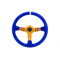 Sportovní volant WRC Rally modrý/zlatý střed 350 mm