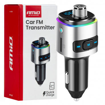 FM vysílač do auta 2×USB-A microSD 12V 24V AMIO-04654 FM vysílač do auta 2×USB-A microSD 12V 24V AMIO-04654
