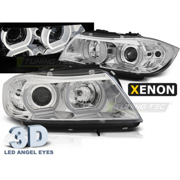 BMW E90/E91 03.2005-08.2008 přední čirá světla 3D U-Type chrome HID BMW E90/E91 03.2005-08.2008 přední čirá světla 3D U-Type chrome HID