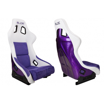 Sportovní křeslo SLIDE KS2 Premium Bílá Fialová Velur & Fialový Třpyt