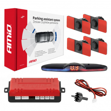 Sada parkovacích senzorů couvací senzory MAX LED 4 černé senzory vnitřní 16,5 mm 