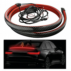 Karbon samolepicí spoiler s integrovaným červeným LED světlem 12V 120 cm