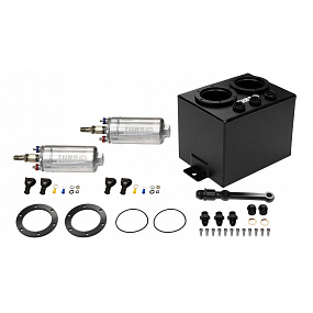 Nádrž na palivo Swirl Pot 3L TurboWorks pro 2 čerpadla 250LPH + lišta (v sadě) Černá Nádrž na palivo Swirl Pot 3L TurboWorks pro 2 čerpadla 250LPH + lišta (v sadě) Černá