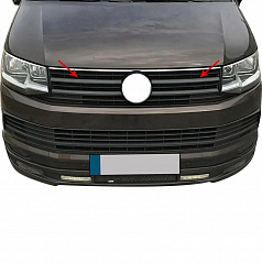 Nerez horní zrcadlově černé lišty přední masky Omtec VW T6 2015–2019 Highline – 2 ks