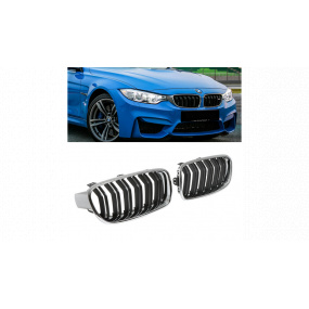 Mřížka BMW 3 F30 F31 dvojité žebrování Chrom & Černá