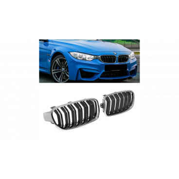 Mřížka BMW 3 F30 F31 dvojité žebrování Chrom & Černá Mřížka BMW 3 F30 F31 dvojité žebrování Chrom & Černá