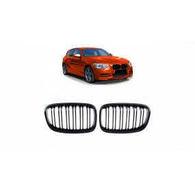 Mřížka BMW 1 F20 F21 dvojité žebrování Matná černá