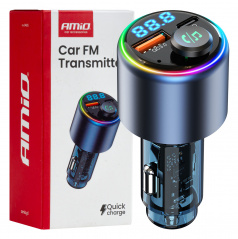 FM vysílač do auta 1×USB-A 1×USB-C 12V 24V