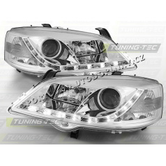 OPEL ASTRA G 1997-04 PŘEDNÍ ČÍRÁ SVĚTLA DAYLIGHT LED CHROME