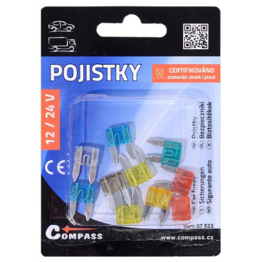 Pojistky nožové mini sada 10ks Pojistky nožové mini sada 10ks