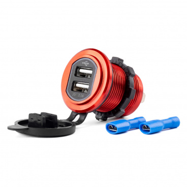 Vodotěsná nabíječka se zásuvkami 2xUSB 12V 24V MOD-10 