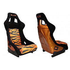 Sportovní křeslo SLIDE KS2 Premium Oranžová Černá & Grafický Tygr Velur Oranžový Třpyt