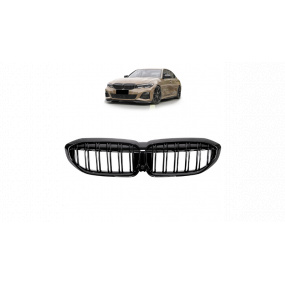 Gril BMW 3 G20 G21 dvojité žebrování Lesklá černá