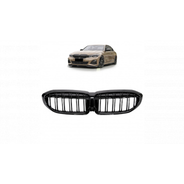 Gril BMW 3 G20 G21 dvojité žebrování Lesklá černá