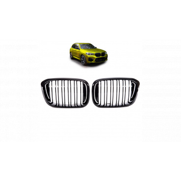 Gril BMW X3 G01 F97 X4 G02 F98 dvojité žebrování Lesklá černá