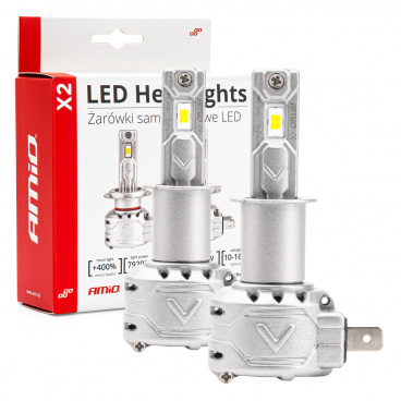 Automobilové LED žárovky série X2 H3 6500K Canbus AMIO-02971