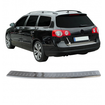 Nerez broušený kryt prahu zadního nárazníku Omtec VW Passat B6 2005-10 kombi Nerez broušený kryt prahu zadního nárazníku Omtec VW Passat B6 2005-10 kombi
