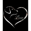 Samolepící dekor kovový LOVE DOG 64x70 mm