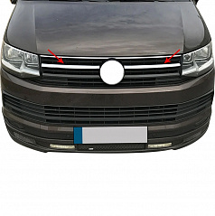Nerezové leštěné horní lišty přední masky Omtec pro VW T6 2015–2019 Highline – 2 ks