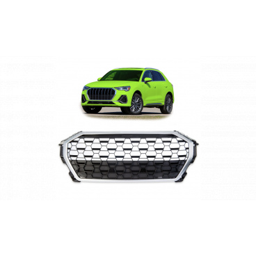 Gril Audi Q3 F3 Stříbrný & Lesklý Černý