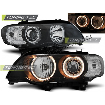 BMW X5 E53 09.1999-10.2003 přední čirá světla Angel Eyes Black Xenon