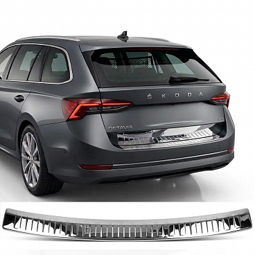 Nerez leštěný kryt horní hrany zadního nárazníku Škoda Octavia IV 2020+ kombi Nerez leštěný kryt horní hrany zadního nárazníku Škoda Octavia IV 2020+ kombi