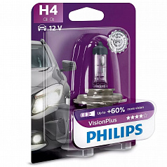 Halogenová žárovka Philips Vision Plus H4 12V 60/55W +60% 1  ks