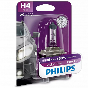 Halogenová žárovka Philips Vision Plus H4 12V 60/55W +60% 1  ks