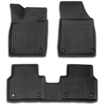 Gumový set 3D přesných autokoberců Elroq včetně krytu zadní střední části