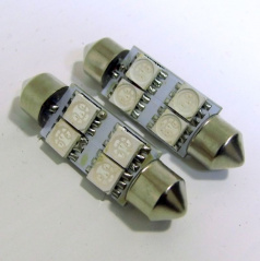 4 LED žárovky sulfit modré 39 mm s odporem (CANBUS) - 2 ks