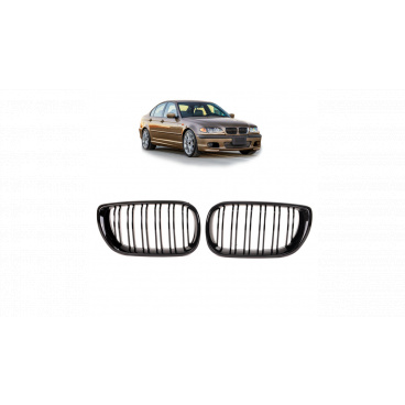 Mřížka BMW 3 E46 Facelift Compact dvojité žebrování Lesklá černá