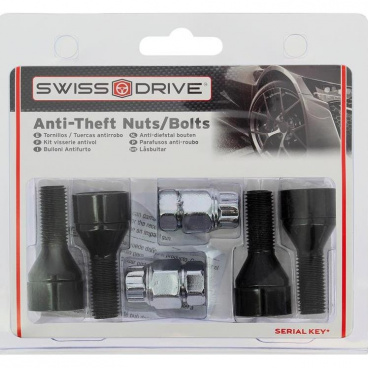 BUTZI pojistné šrouby  M14X1,5  černé s uchycením do kužele (2 bezpečnostní ořechy)