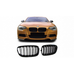 Mřížka BMW 1 F20 F21 dvojité žebrování Lesklá černá