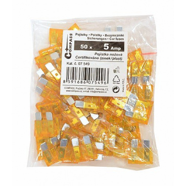 Pojistky nožové 5 Amp polybag 50ks Pojistky nožové 5 Amp polybag 50ks