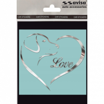 Samolepící dekor kovový LOVE DOG 64x70 mm Samolepící dekor kovový LOVE DOG 64x70 mm