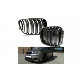 Mřížka BMW 1 E81 E82 E87 E88 Facelift dvojité žebrování Lesklá černá