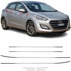 Nerez spodní obložení oken Hyundai i30 HTB 2012-17 8 ks (Ne kombi)