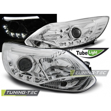 Ford Focus MK3 2011-  přední čirá světla Tube lights chrome