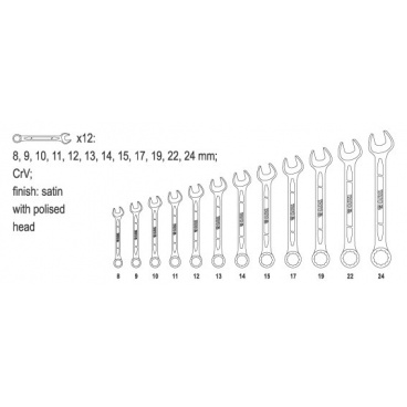 Sada klíčů očkoplochých 12ks 8-24 mm Sada klíčů očkoplochých 12ks 8-24 mm