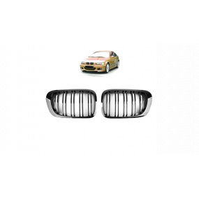 Gril BMW 3 E46 dvojité žebrování Lesklá černá