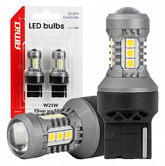 LED žárovky STANDARD 7440 W21W 3030 15SMD bílé 12V 24V