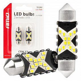 LED žárovky CANBUS Festoon C5W 12SMD 2016 36mm Bílá 12V 24V