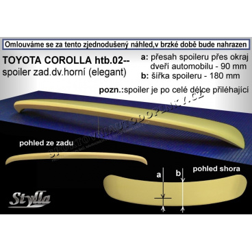 TOYOTA COROLLA HTB (02+) spoiler zad. dveří horní TOYOTA COROLLA HTB (02+) spoiler zad. dveří horní