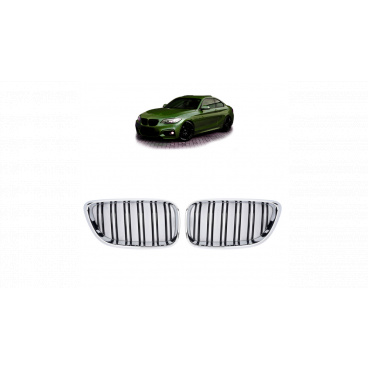 Mřížka BMW 2 F22 F23 dvojité žebro Chrom & Černá