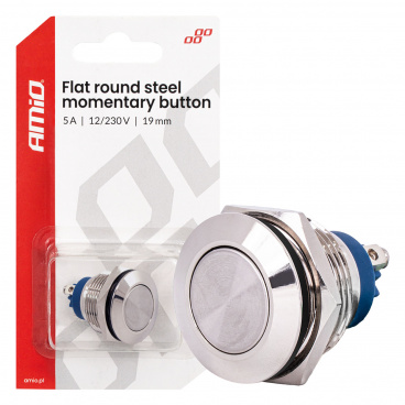 Plochý kulatý ocelový momentový spínač 19mm 5A 12/230V AMIO-04436